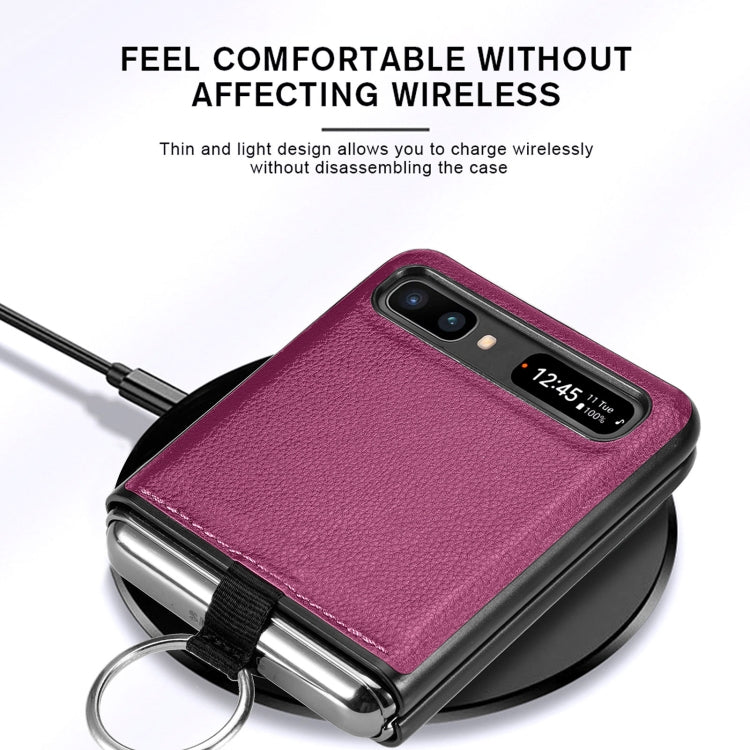 For Samsung Galaxy Z Flip Litchi Folding  Ring Buckle Phone Case