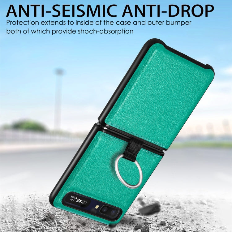 For Samsung Galaxy Z Flip Litchi Folding  Ring Buckle Phone Case
