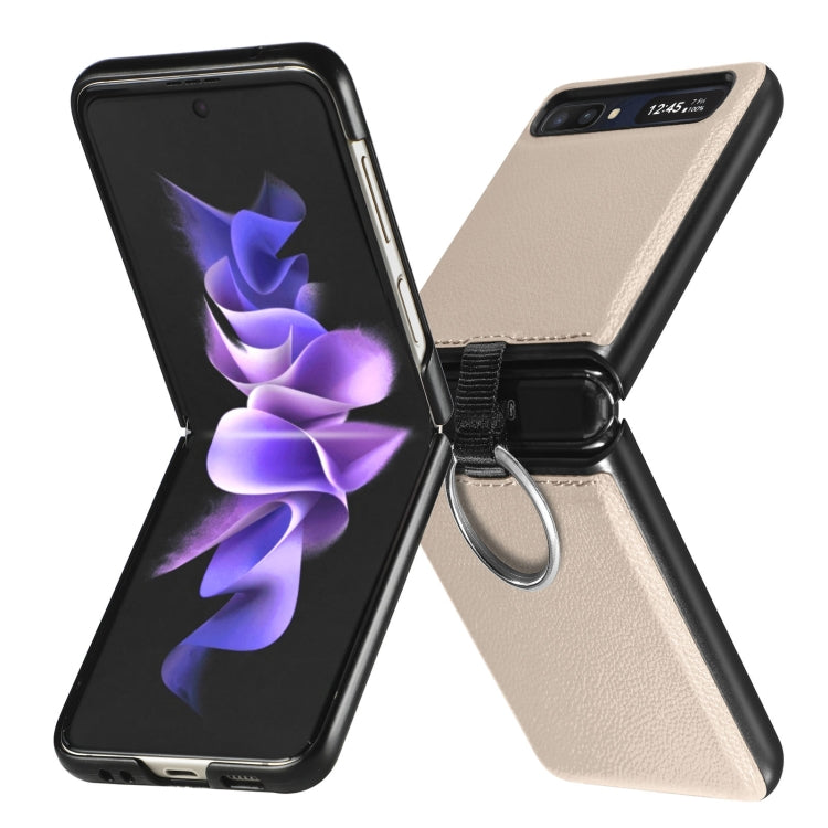 For Samsung Galaxy Z Flip Litchi Folding  Ring Buckle Phone Case