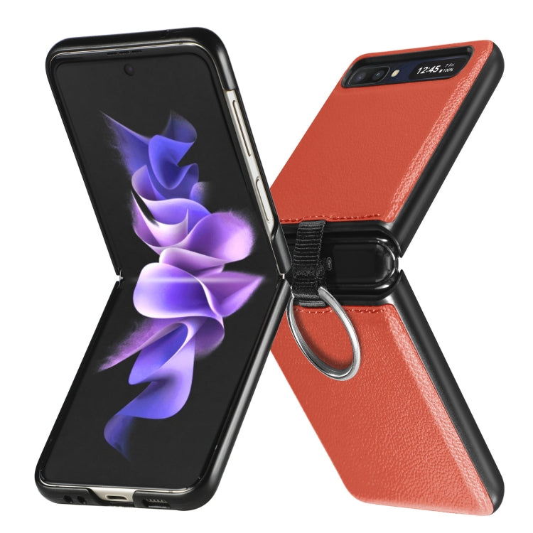 For Samsung Galaxy Z Flip Litchi Folding  Ring Buckle Phone Case