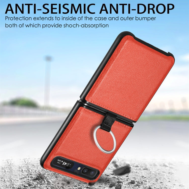 For Samsung Galaxy Z Flip Litchi Folding  Ring Buckle Phone Case