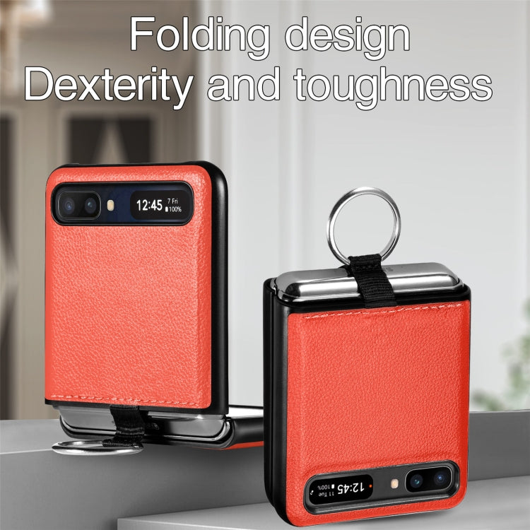 For Samsung Galaxy Z Flip Litchi Folding  Ring Buckle Phone Case