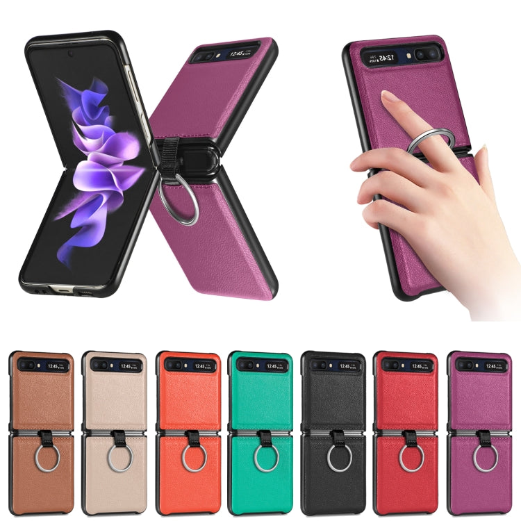 For Samsung Galaxy Z Flip Litchi Folding  Ring Buckle Phone Case