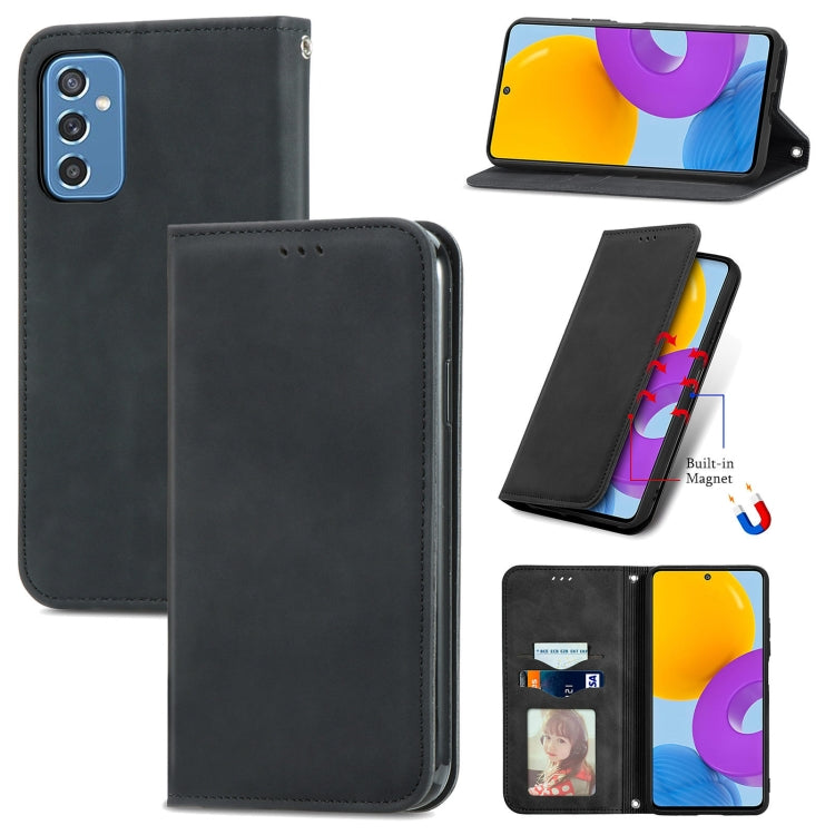 For Samsung Galaxy M52 5G Retro Skin Feel Magnetic Horizontal Flip Leather Case with Holder & Card Slots & Wallet & Photo Frame