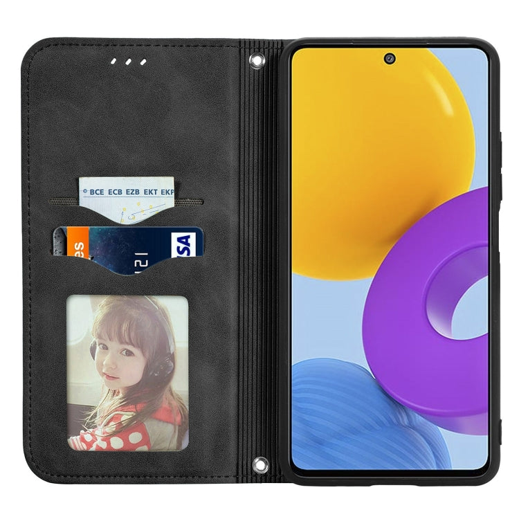 For Samsung Galaxy M52 5G Retro Skin Feel Magnetic Horizontal Flip Leather Case with Holder & Card Slots & Wallet & Photo Frame
