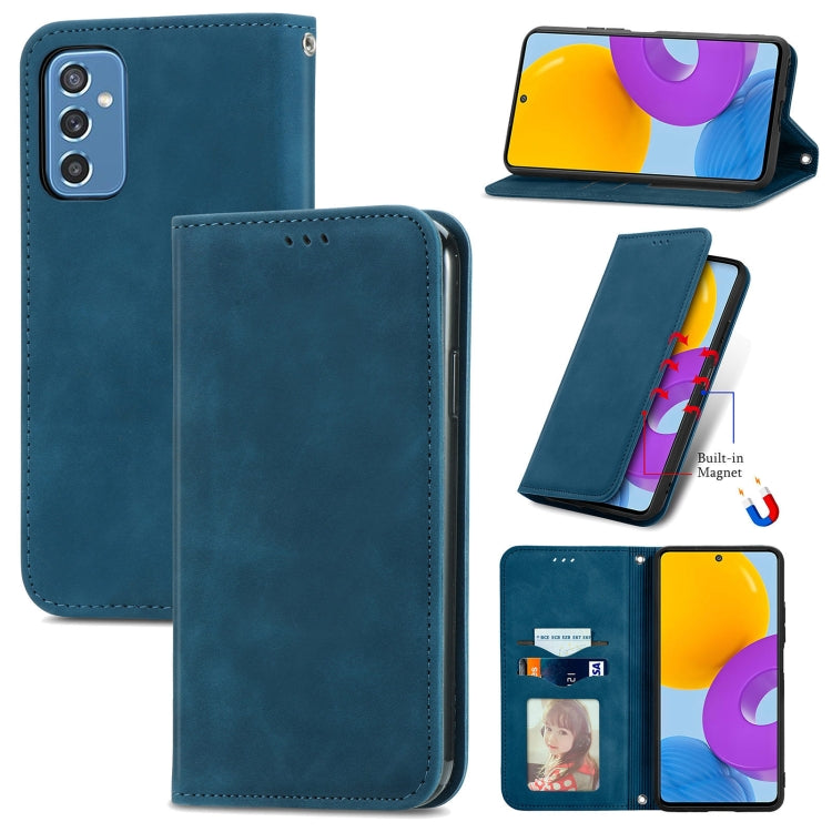 For Samsung Galaxy M52 5G Retro Skin Feel Magnetic Horizontal Flip Leather Case with Holder & Card Slots & Wallet & Photo Frame