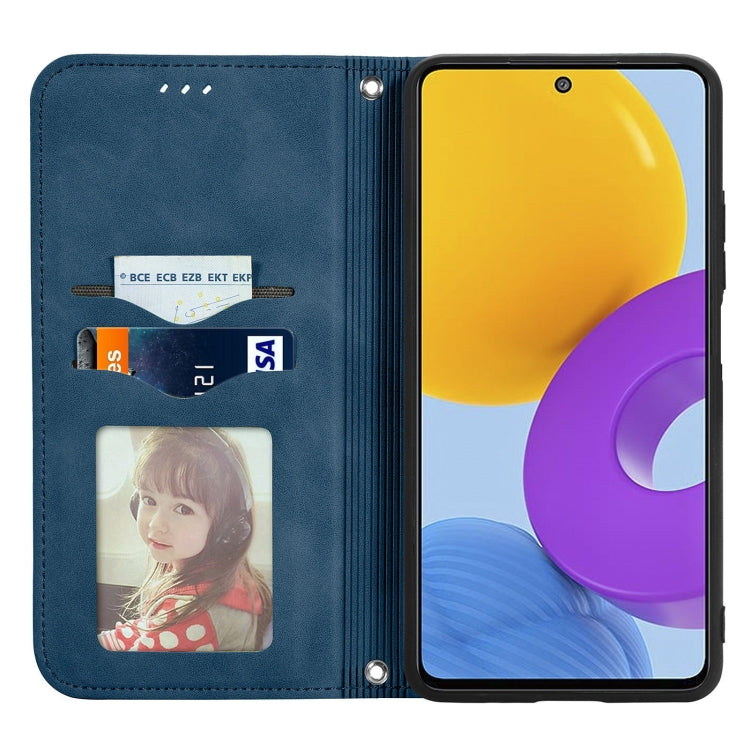 For Samsung Galaxy M52 5G Retro Skin Feel Magnetic Horizontal Flip Leather Case with Holder & Card Slots & Wallet & Photo Frame