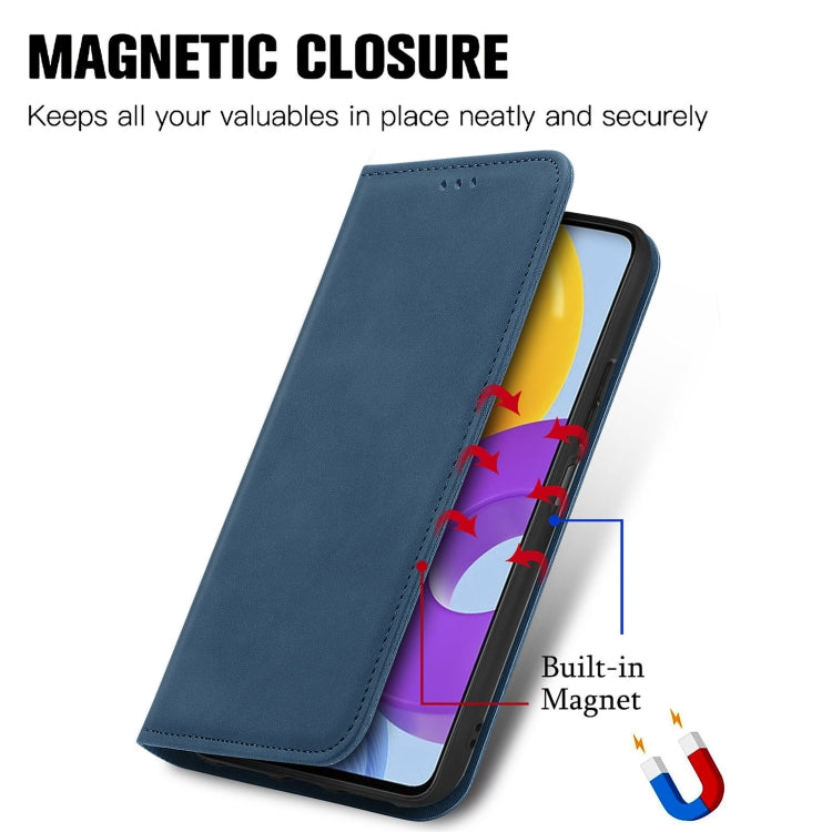 For Samsung Galaxy M52 5G Retro Skin Feel Magnetic Horizontal Flip Leather Case with Holder & Card Slots & Wallet & Photo Frame