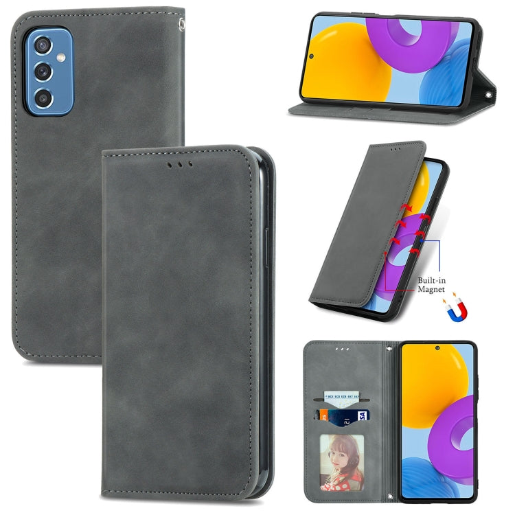 For Samsung Galaxy M52 5G Retro Skin Feel Magnetic Horizontal Flip Leather Case with Holder & Card Slots & Wallet & Photo Frame