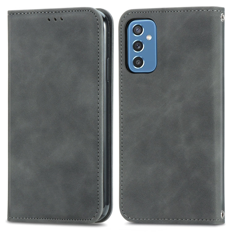For Samsung Galaxy M52 5G Retro Skin Feel Magnetic Horizontal Flip Leather Case with Holder & Card Slots & Wallet & Photo Frame