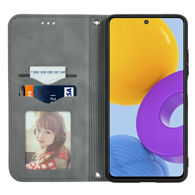 For Samsung Galaxy M52 5G Retro Skin Feel Magnetic Horizontal Flip Leather Case with Holder & Card Slots & Wallet & Photo Frame