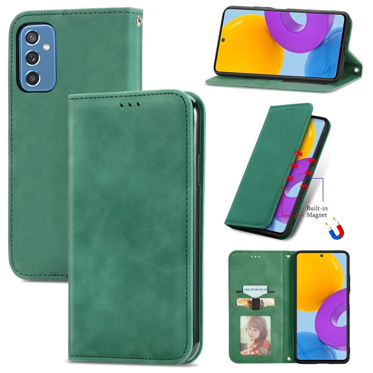 For Samsung Galaxy M52 5G Retro Skin Feel Magnetic Horizontal Flip Leather Case with Holder & Card Slots & Wallet & Photo Frame