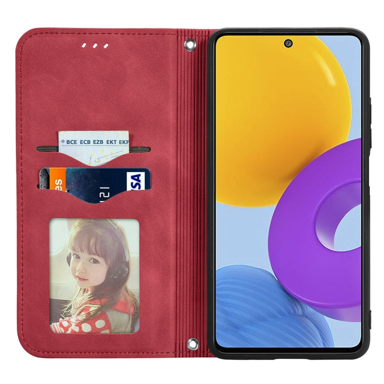 For Samsung Galaxy M52 5G Retro Skin Feel Magnetic Horizontal Flip Leather Case with Holder & Card Slots & Wallet & Photo Frame