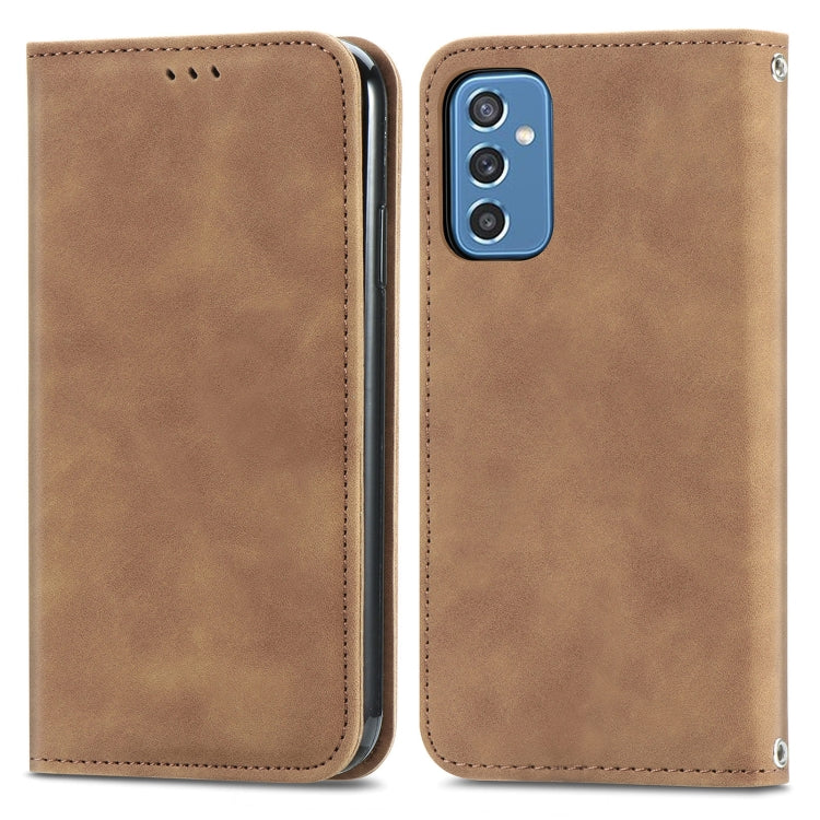 For Samsung Galaxy M52 5G Retro Skin Feel Magnetic Horizontal Flip Leather Case with Holder & Card Slots & Wallet & Photo Frame