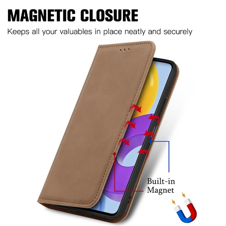 For Samsung Galaxy M52 5G Retro Skin Feel Magnetic Horizontal Flip Leather Case with Holder & Card Slots & Wallet & Photo Frame