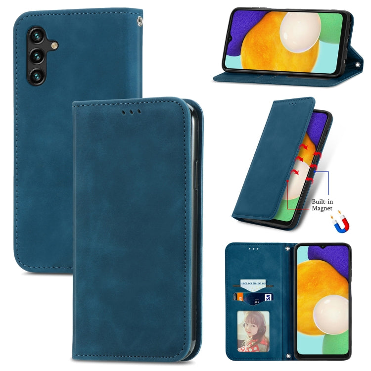 For Samsung Galaxy A13 5G Retro Skin Feel Magnetic Horizontal Flip Leather Case with Holder & Card Slots & Wallet & Photo Frame