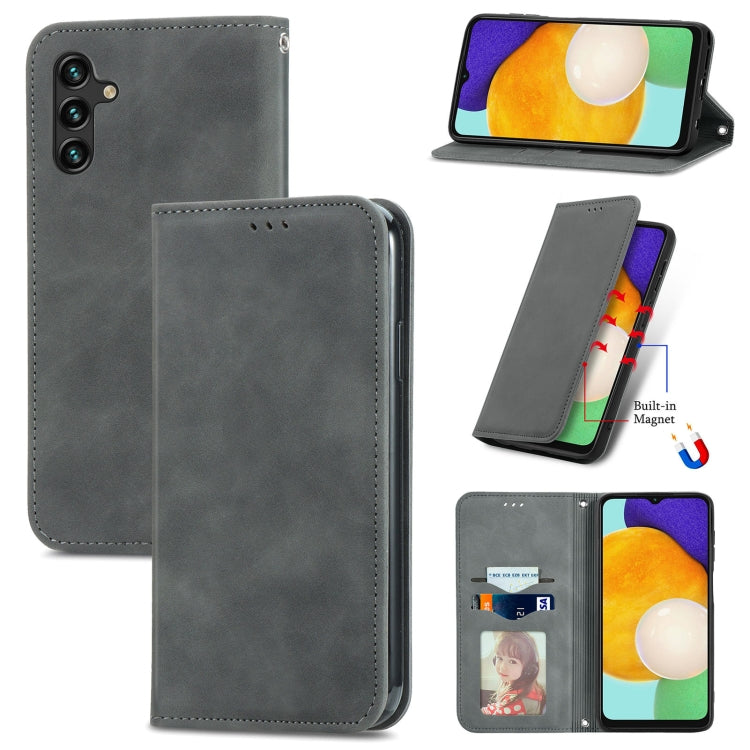 For Samsung Galaxy A13 5G Retro Skin Feel Magnetic Horizontal Flip Leather Case with Holder & Card Slots & Wallet & Photo Frame