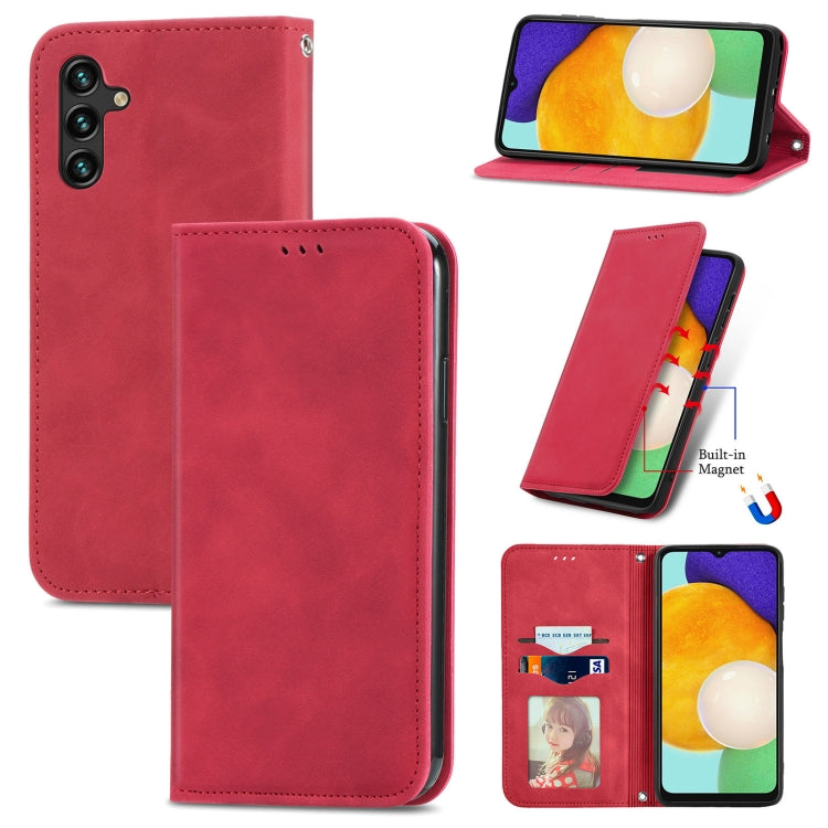 For Samsung Galaxy A13 5G Retro Skin Feel Magnetic Horizontal Flip Leather Case with Holder & Card Slots & Wallet & Photo Frame