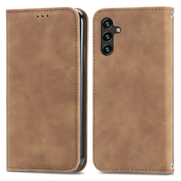 For Samsung Galaxy A13 5G Retro Skin Feel Magnetic Horizontal Flip Leather Case with Holder & Card Slots & Wallet & Photo Frame
