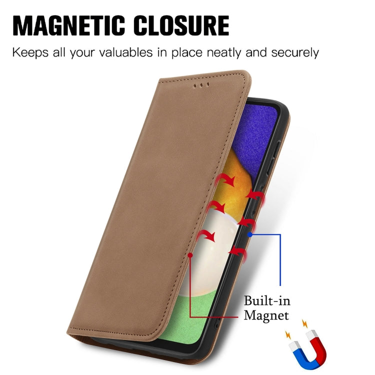 For Samsung Galaxy A13 5G Retro Skin Feel Magnetic Horizontal Flip Leather Case with Holder & Card Slots & Wallet & Photo Frame