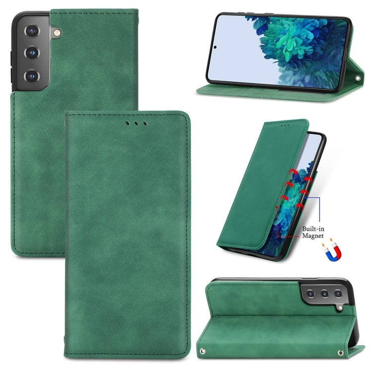 For Samsung Galaxy S22 5G Retro Skin Feel Magnetic Horizontal Flip Leather Case with Holder & Card Slots & Wallet & Photo Frame