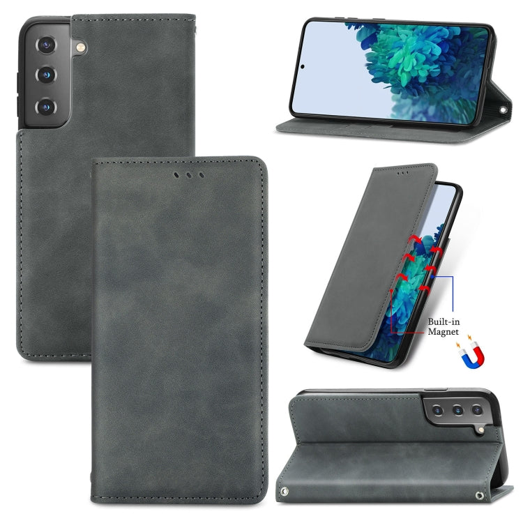 For Samsung Galaxy S22+ 5G Retro Skin Feel Magnetic Horizontal Flip Leather Case with Holder & Card Slots & Wallet & Photo Frame