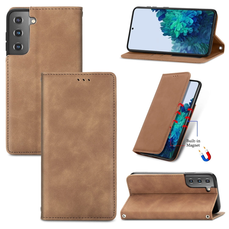For Samsung Galaxy S22+ 5G Retro Skin Feel Magnetic Horizontal Flip Leather Case with Holder & Card Slots & Wallet & Photo Frame