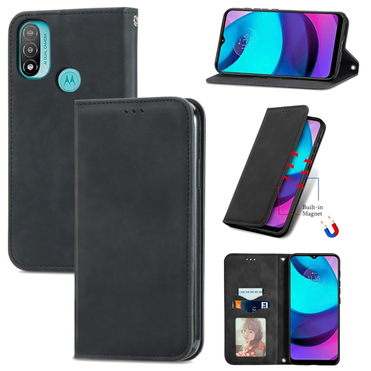 For Motorola Moto E20 Retro Skin Feel Magnetic Horizontal Flip Leather Case with Holder & Card Slots & Wallet & Photo Frame