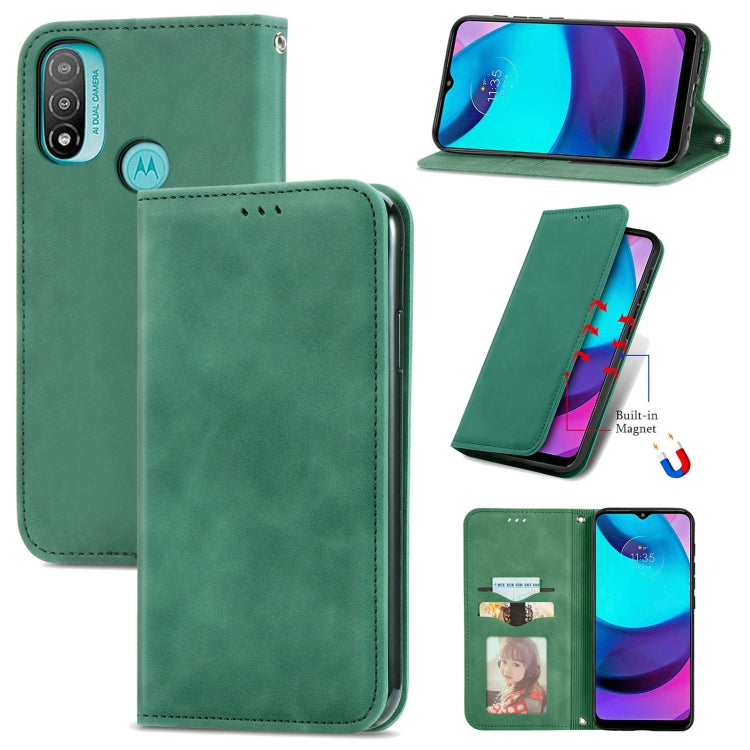 For Motorola Moto E20 Retro Skin Feel Magnetic Horizontal Flip Leather Case with Holder & Card Slots & Wallet & Photo Frame