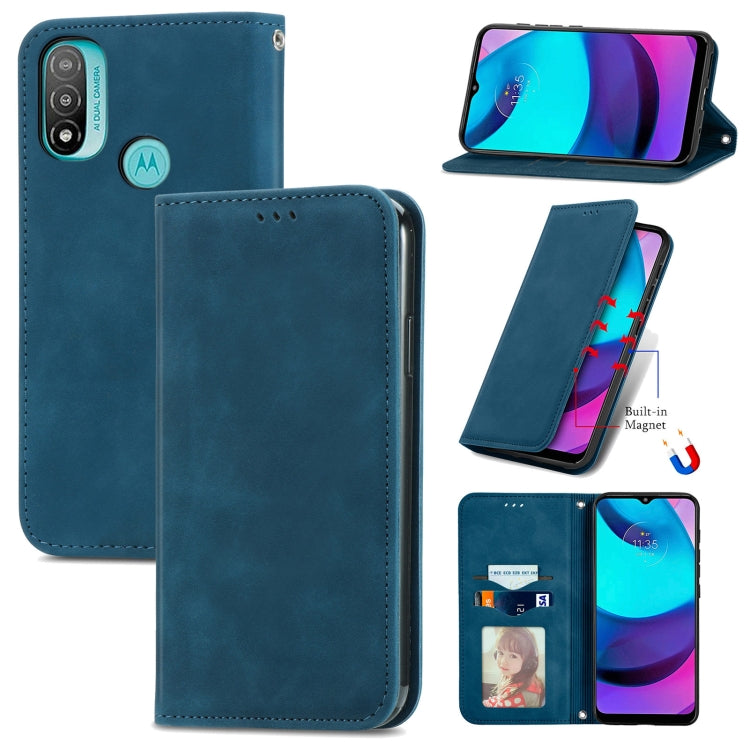 For Motorola Moto E20 Retro Skin Feel Magnetic Horizontal Flip Leather Case with Holder & Card Slots & Wallet & Photo Frame