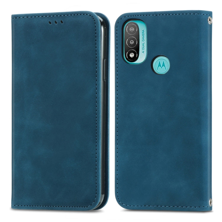 For Motorola Moto E20 Retro Skin Feel Magnetic Horizontal Flip Leather Case with Holder & Card Slots & Wallet & Photo Frame