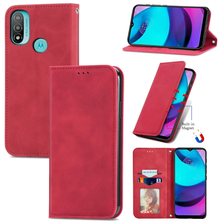 For Motorola Moto E20 Retro Skin Feel Magnetic Horizontal Flip Leather Case with Holder & Card Slots & Wallet & Photo Frame