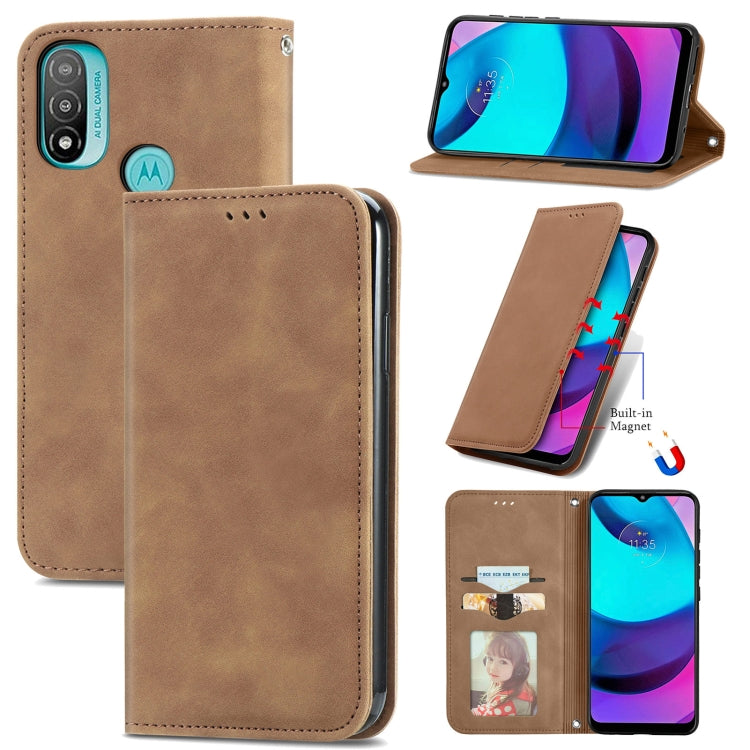 For Motorola Moto E20 Retro Skin Feel Magnetic Horizontal Flip Leather Case with Holder & Card Slots & Wallet & Photo Frame