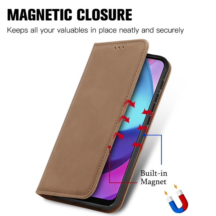 For Motorola Moto E20 Retro Skin Feel Magnetic Horizontal Flip Leather Case with Holder & Card Slots & Wallet & Photo Frame