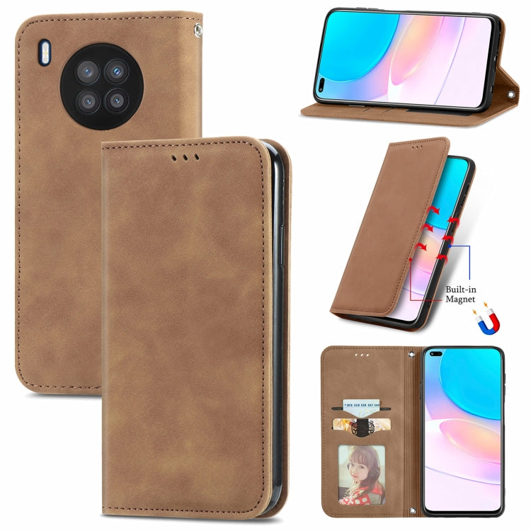 For Huawei nova 8i Retro Skin Feel Magnetic Horizontal Flip Leather Case with Holder & Card Slots & Wallet & Photo Frame