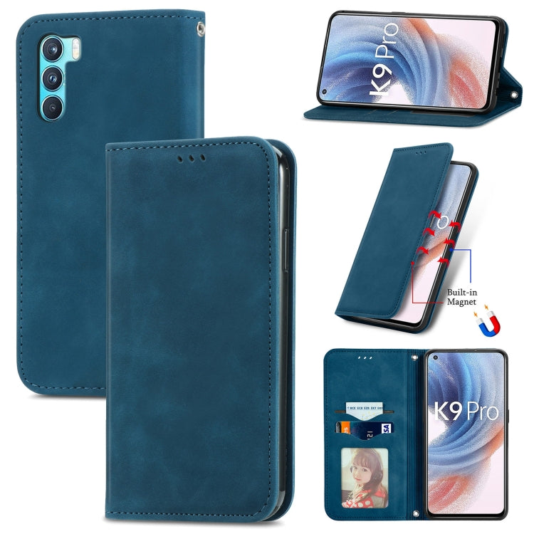For OPPO  K9 Pro Retro Skin Feel Magnetic Horizontal Flip Leather Case with Holder & Card Slots & Wallet & Photo Frame