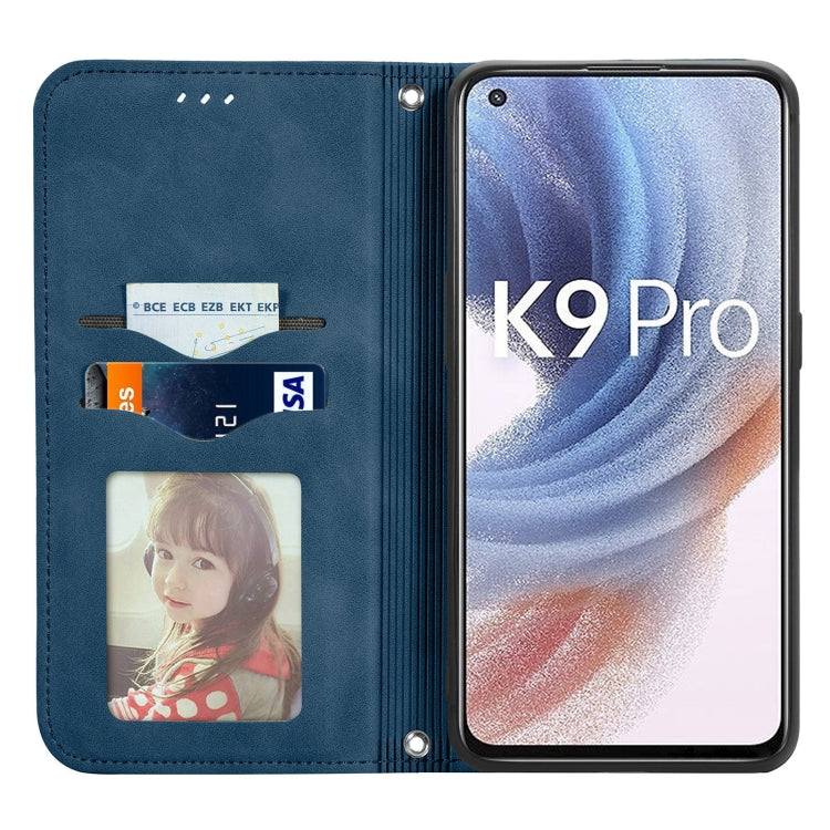 For OPPO  K9 Pro Retro Skin Feel Magnetic Horizontal Flip Leather Case with Holder & Card Slots & Wallet & Photo Frame