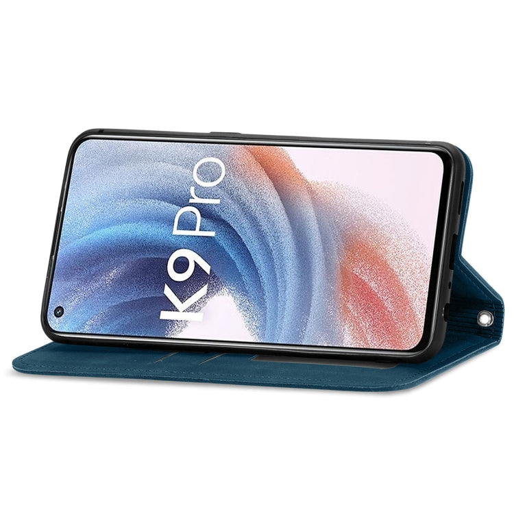 For OPPO  K9 Pro Retro Skin Feel Magnetic Horizontal Flip Leather Case with Holder & Card Slots & Wallet & Photo Frame