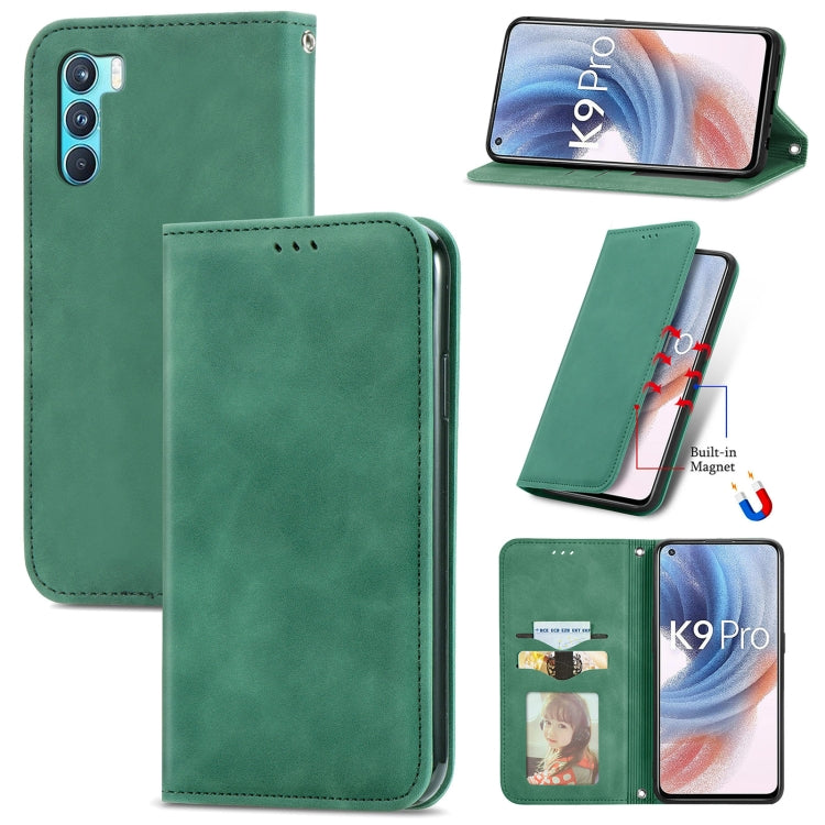 For OPPO  K9 Pro Retro Skin Feel Magnetic Horizontal Flip Leather Case with Holder & Card Slots & Wallet & Photo Frame