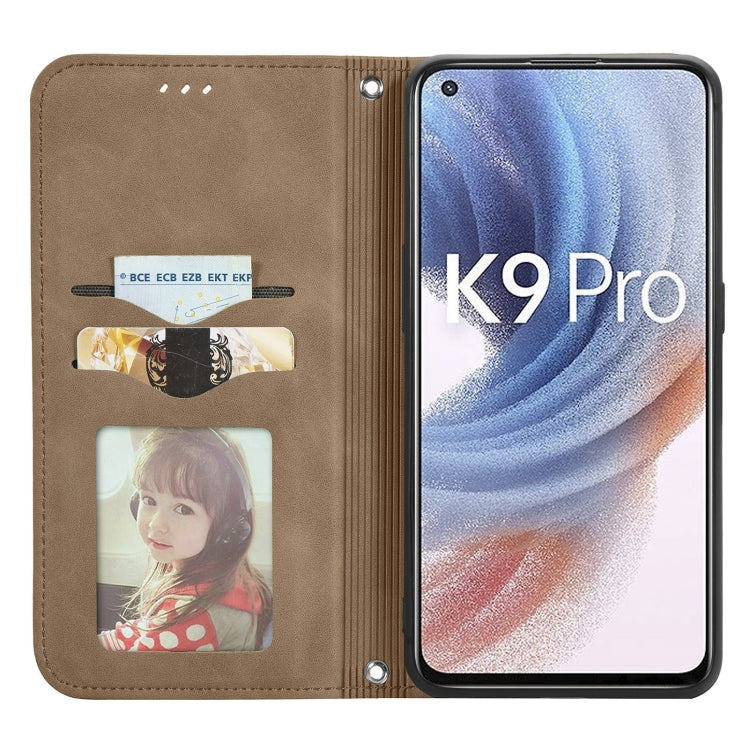 For OPPO  K9 Pro Retro Skin Feel Magnetic Horizontal Flip Leather Case with Holder & Card Slots & Wallet & Photo Frame