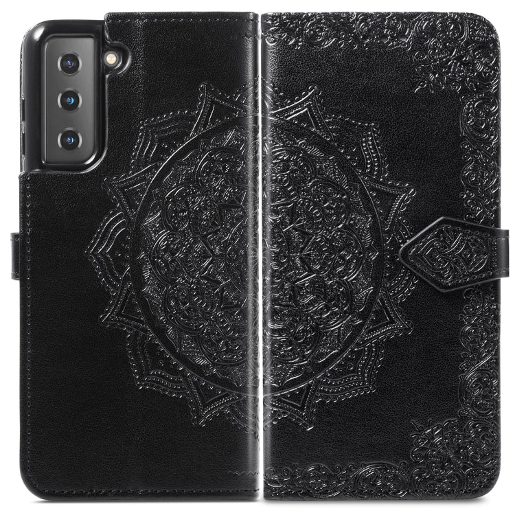 For Samsung Galaxy S22 5G Mandala Flower Embossed Horizontal Flip Leather Case with Holder & Card Slots & Wallet & Lanyard