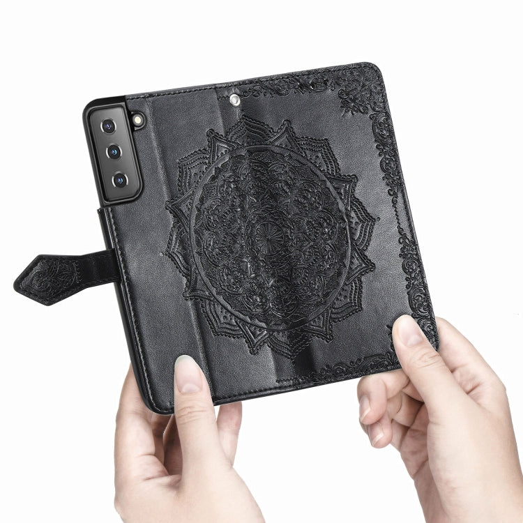 For Samsung Galaxy S22 5G Mandala Flower Embossed Horizontal Flip Leather Case with Holder & Card Slots & Wallet & Lanyard