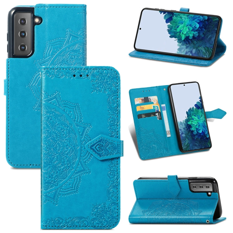 For Samsung Galaxy S22 5G Mandala Flower Embossed Horizontal Flip Leather Case with Holder & Card Slots & Wallet & Lanyard