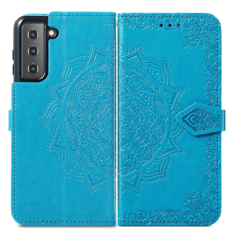For Samsung Galaxy S22 5G Mandala Flower Embossed Horizontal Flip Leather Case with Holder & Card Slots & Wallet & Lanyard
