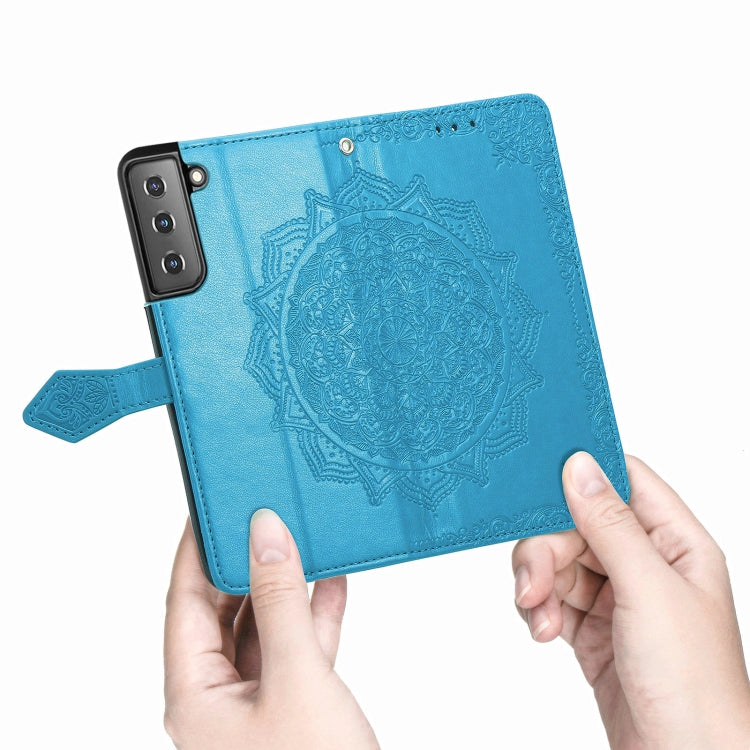 For Samsung Galaxy S22 5G Mandala Flower Embossed Horizontal Flip Leather Case with Holder & Card Slots & Wallet & Lanyard
