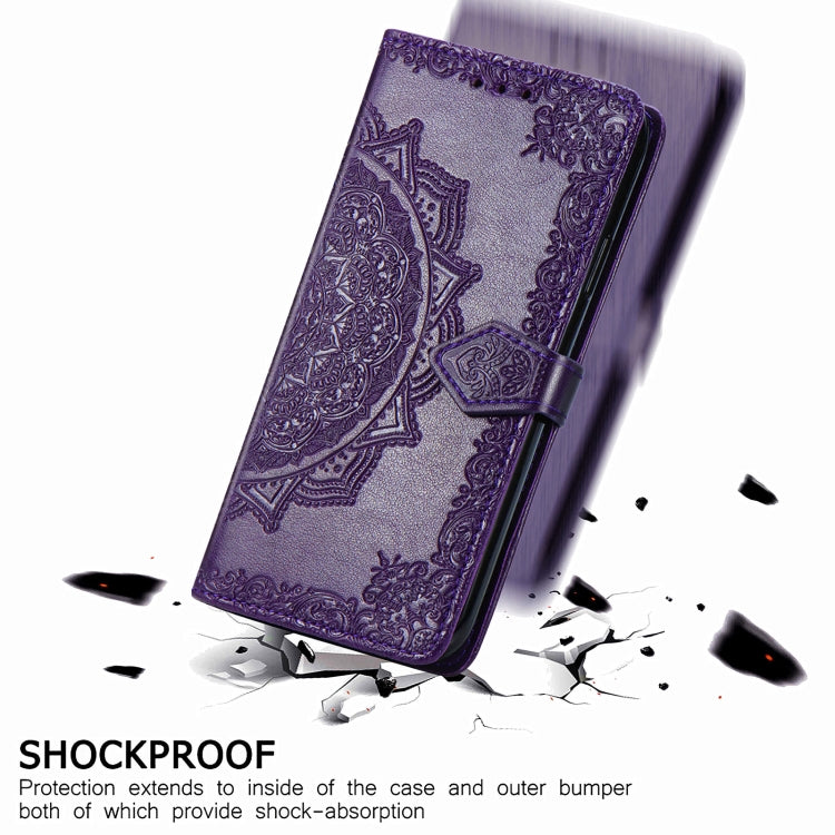 For Samsung Galaxy S22 5G Mandala Flower Embossed Horizontal Flip Leather Case with Holder & Card Slots & Wallet & Lanyard