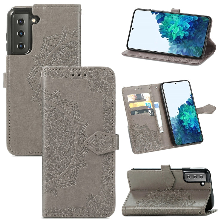For Samsung Galaxy S22 5G Mandala Flower Embossed Horizontal Flip Leather Case with Holder & Card Slots & Wallet & Lanyard