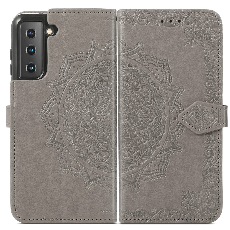 For Samsung Galaxy S22 5G Mandala Flower Embossed Horizontal Flip Leather Case with Holder & Card Slots & Wallet & Lanyard