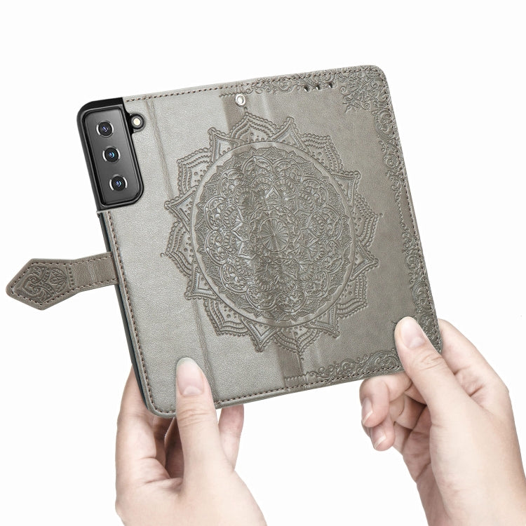 For Samsung Galaxy S22 5G Mandala Flower Embossed Horizontal Flip Leather Case with Holder & Card Slots & Wallet & Lanyard