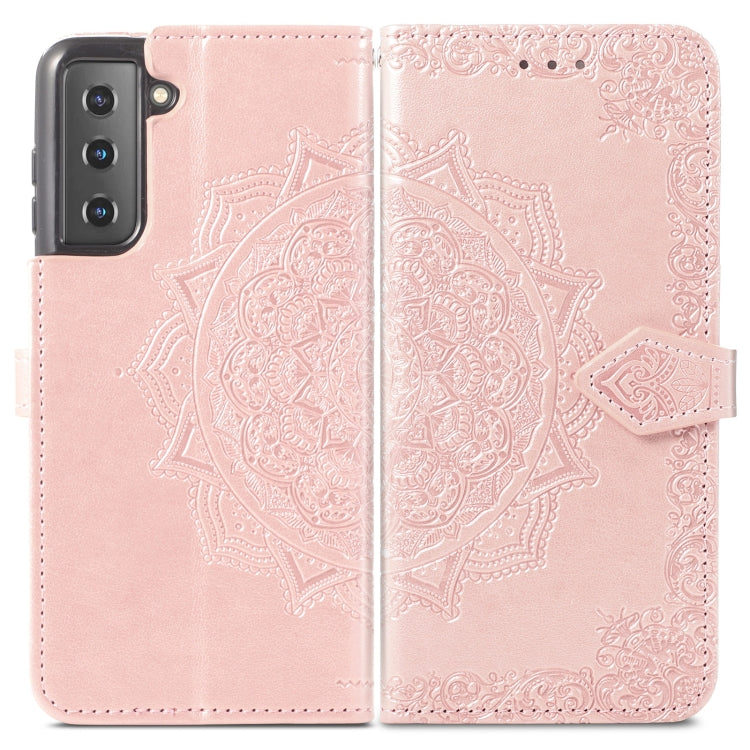 For Samsung Galaxy S22 5G Mandala Flower Embossed Horizontal Flip Leather Case with Holder & Card Slots & Wallet & Lanyard